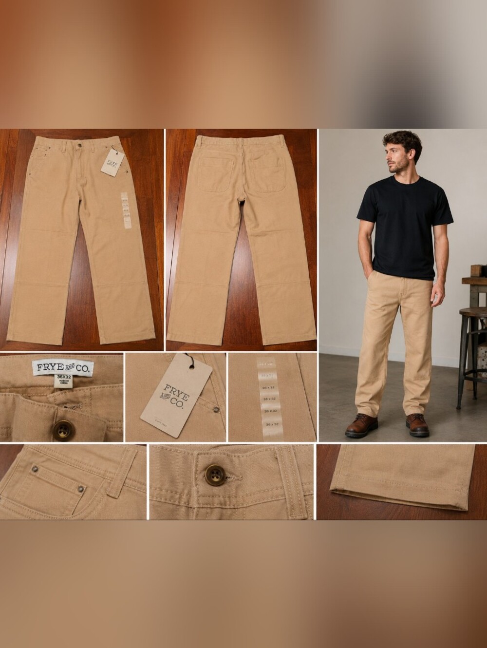 NWT FRYE AND CO. Men's Khaki/Tan Straight Chinos